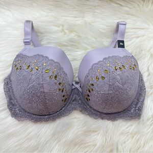 Dream Angels Demi Bra | Lace Embellished Bra in Gray & Lavender 🩶